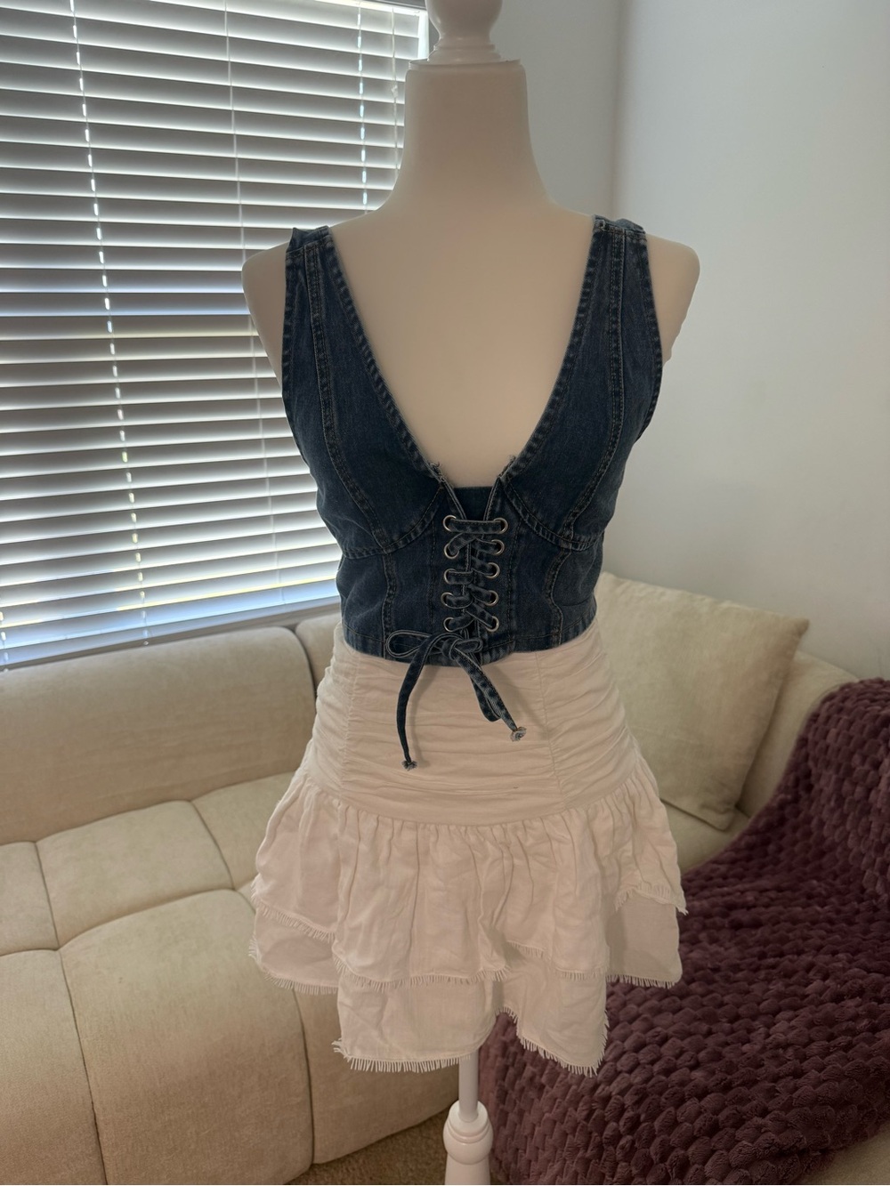 Corset denim top